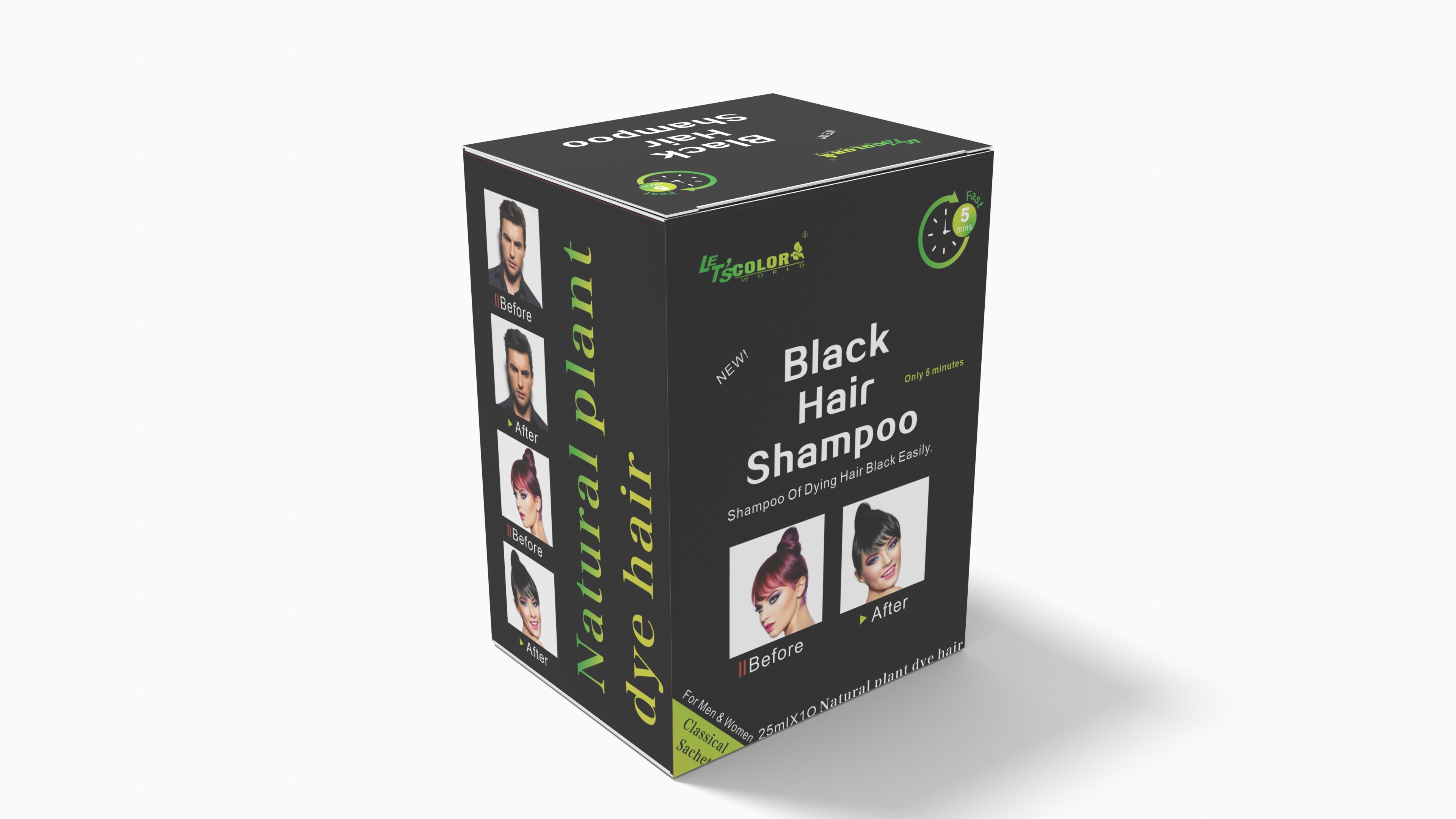 Shampoo de cor de cabelo preto para cabelos grisalhos sem efeitos colaterais