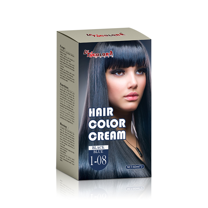 Creme de cor de cabelo de seda azul preto para salão de beleza