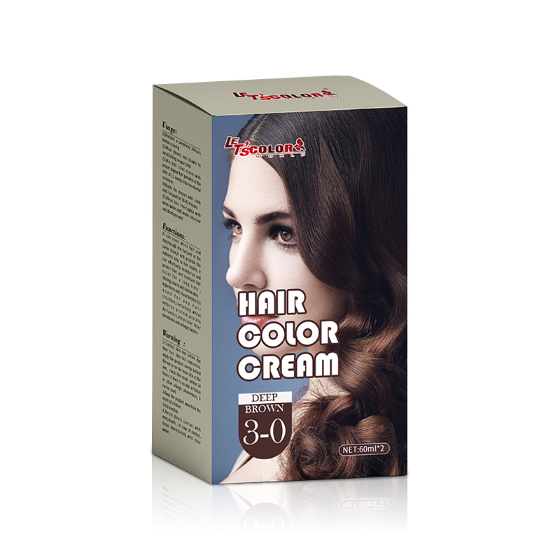 Creme de coloração de cabelo orgânico castanho escuro para salão